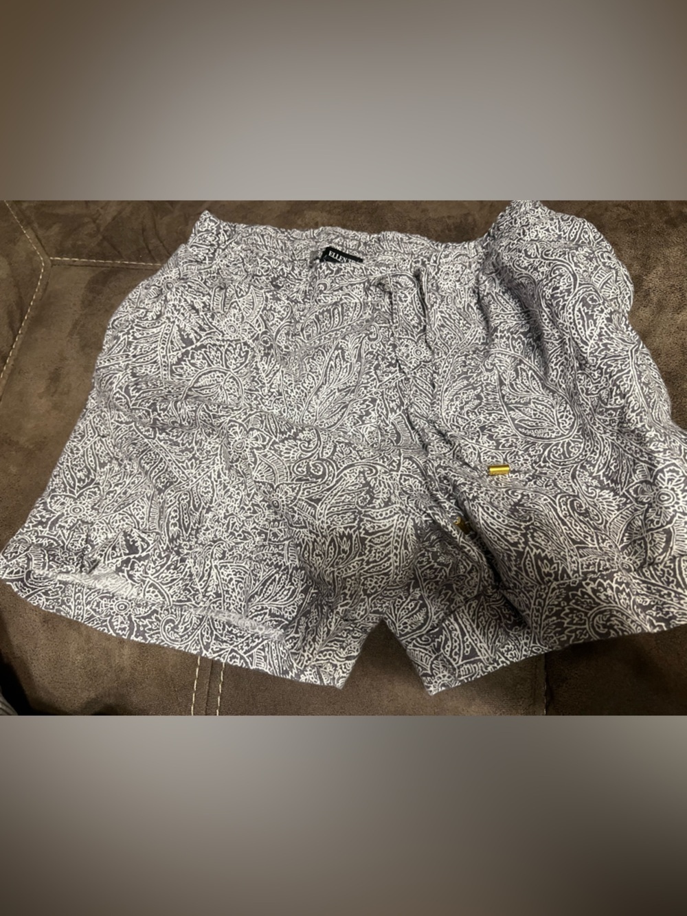 Ellen Tracy Black and White Paisley Drawstring Shorts